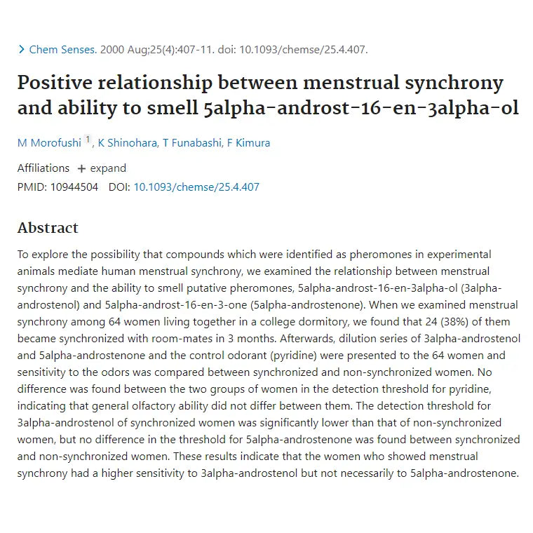 [1] Positive Relationship between Menstrual Synchrony and Ability to Smell 5α-Androst-16-en-3α-ol