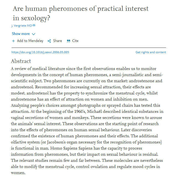 [1] Are human pheromones of practical interest in sexology?